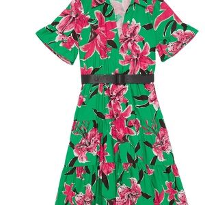 Zara Green and Pink Floral Kids Dress